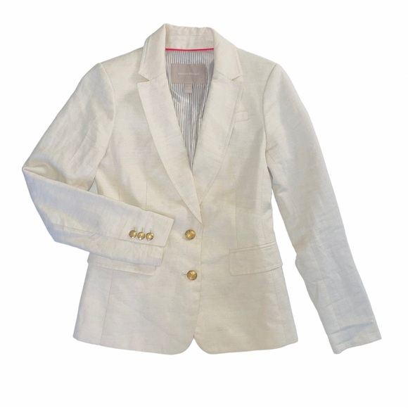 Classic Linen Blend Blazer - Ivory - Picture 1 of 4